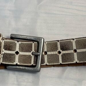 Brave Soul Tan and Cream Women's Belt with Silver Buckle